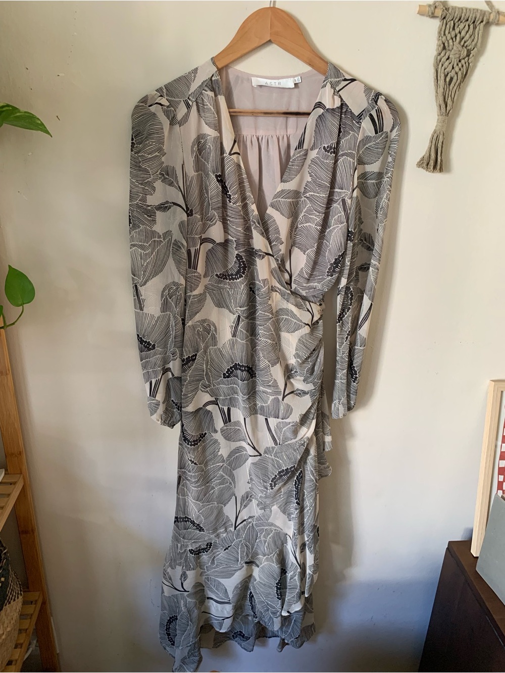 ASTR // Corrina Floral Ruffle Maxi Dress in Tan, Black